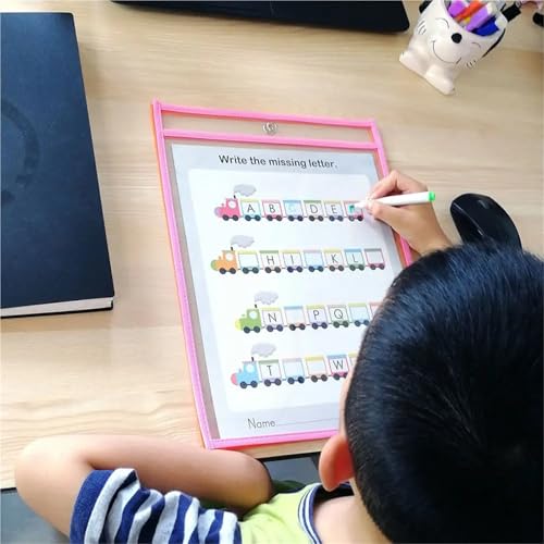 Bolsillos de borrado en seco reutilizables pack de 12 fundas de PVC transparentes para organización 3