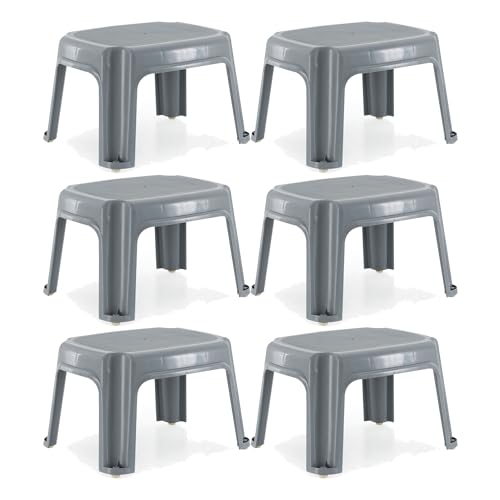 Gracious Living 9.5 Inch Tall Plastic 1 Step Stool, Portable Single Level Step Ladder Foot Stool for Kitchen, Bathroom, Bedroom, and Garage (6 Pack)