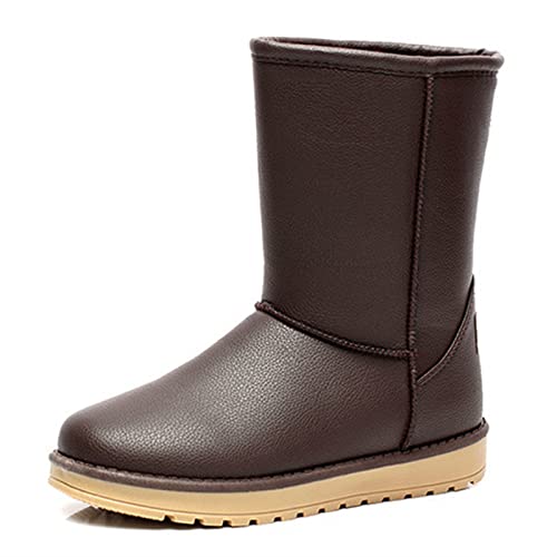 Bottes plateforme hiver en cuir pour femme avec doublure fourrure