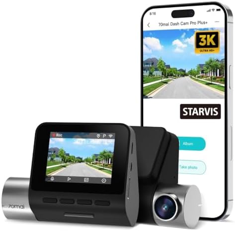 70mai Pro Plus+ A500S Car DashCam, 3K 1944P, 5MP IMX335 Sensor, ADAS, Built-in GPS Logger, Route Recorder, App Playback & Share, Optional Parking Monitoring