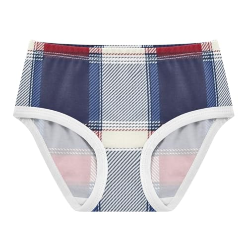 Girls' Breathable Triangle Panties Comfort Underwear for Baby Girls Bold Color Block Plaid in Sizes 2T,3T, 4T, 5T, 6Y and 8Y