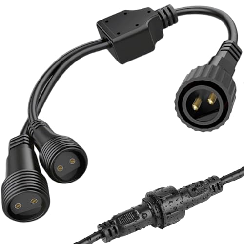 yowin Connecteur pour Guirlande Exterieure, 2 Broches Connecteur Electrique IP65 Étanche pour LED Lumières de Noël, 3 Fils Adaptateur pour Guirlande Lumineuse, Rideau Lumineux, Lumière Extérieure