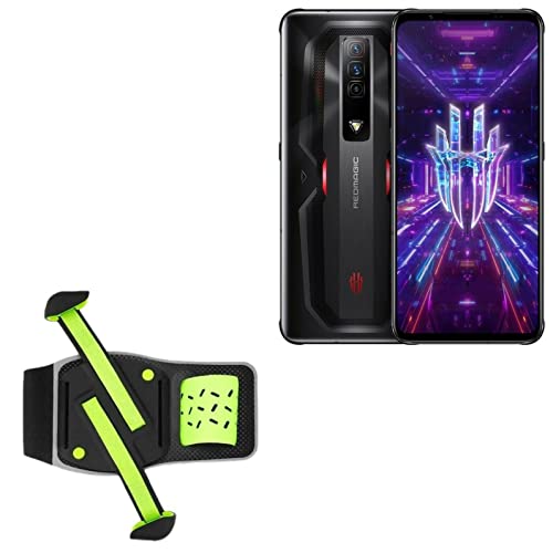 BoxWave Holster Compatible with ZTE Nubia Red Magic 7 - FlexSport Armband, Adjustable Armband for Workout and Running - Stark Green