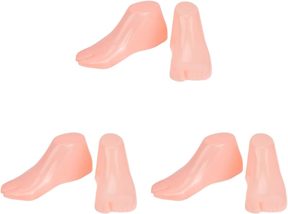 SUPERFINDINGS 3 Pairs Plastic Foot Model Tools Stretcher Sandal Support Shaper Light Salmon Shoes Display Female Mannequin Foot Display Jewerly Sandal Shoe Sock Display Art Sketch with Nail