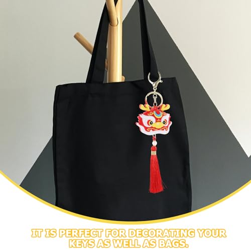 Hemobllo Dragon Keychain Bag Charm Tassel Pendant Zinc Alloy Silicone Key Ring Decorative Accessory for Keys And Purses