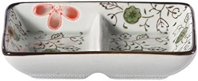 Nishida 120164 No. 4.5 Double Compartment Sauce Dish (Red Cosmos), Home Restaurant, Commercial Tableware