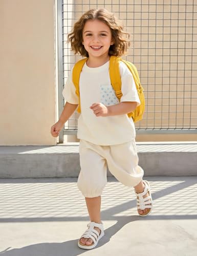 Image of QIY Toddler Girl Sandals Little Kids Summer Dress Shoes Open Toe Flats Princess Sandals for School Beach Party