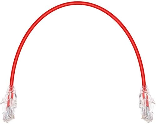 Miniatura 4 de Monoprice Cable de conexión Ethernet Cat6, sin enganches, trenzado, 550 MHz, UTP, clasificación CMR, 28 AWG, 1 pie, rojo, serie SlimRun