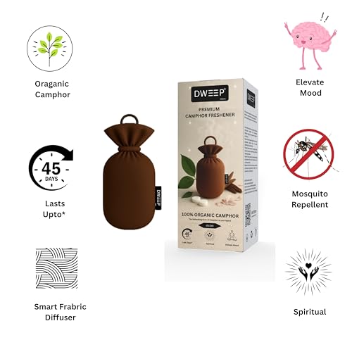 Image of Dweep Organic Camphor Air Freshener Pack of 2 | 100% Camphor Based | Long Lasting Freshener for Car, Wardrobe, Office Cabin, Travel Bag & Bathroom | Natural Odor Control (OUDH-PACK OF 2)