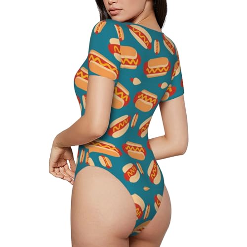 One Piece Swimsuits for All Women, Short Sleeve Crewneck Swimming Suit Monokini3