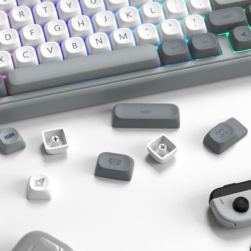 Image of dagaladoo PBT Keyboard keycaps,White /Grey moa keycaps