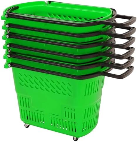 Large Capacity Wheeled Shopping Basket with Handles - Durable, Portable, Easy to Maneuver - Perfect for Supermarkets, Retail, Laundry, Outdoor Activities, and Groceries