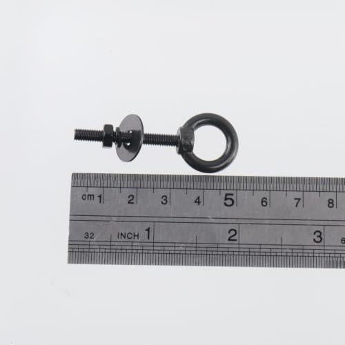 Image of Antrader Lifting Shoulder Eye Bolts,M4 Eye Bolt,M4 x 30mm,Black,6 Sets | Stainless Steel Eyebolts with Lock Nuts,Lock Washers,Flat Washers
