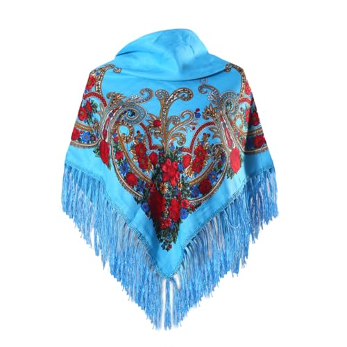 Zcargel Women Shawls Ethnic Lightweight Floral Printed Scarf with Fringes Soft Tassel Scarf Shawls Scarves Headwraps