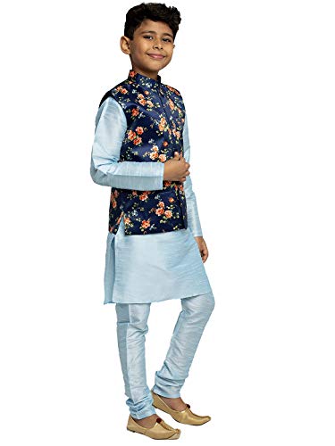 Image of KRAFT INDIA Boys Satin Printed Nehru Jacket Only