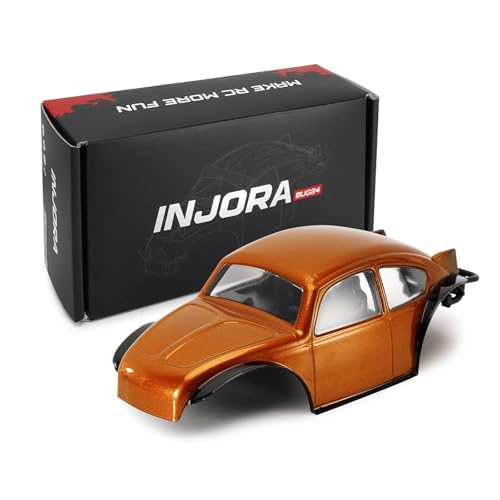 INJORA BUG24 Body with Roll Cage for 1/24 Axial SCX24 C10 JLU Bronco Base Camp 4Runner Upgrade(Orange)