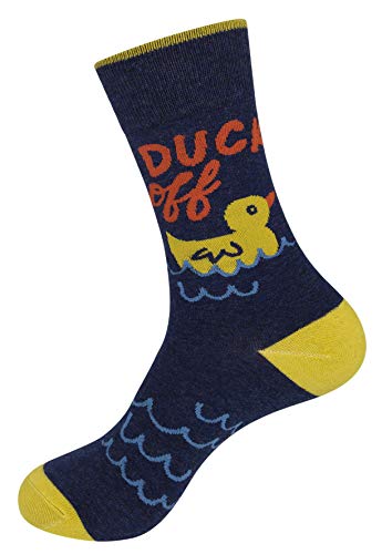 Funatic Duck Off Novelty Socks For Women Men Adult | Fun Bird Lover Gift Idea With Saying | Crazy Ducky Related Design Accessory | Best Party Pun Snarky Apparel Present | Unique Holiday Accessories #TOP1