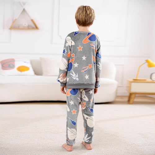 V.&GRIN Boys Fleece Pajamas, Soft Cozy Pullover Sweatshirt Pants Set for Kids 7-16 Years4