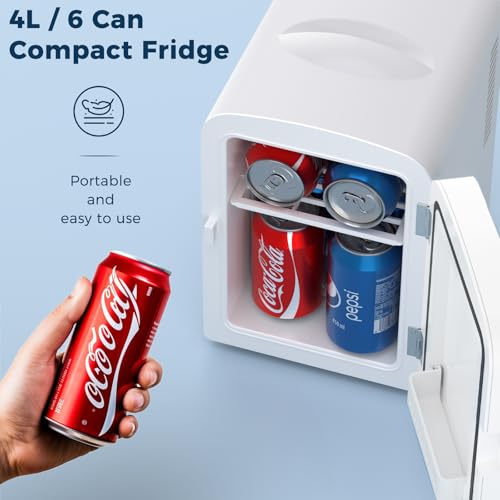 Image of Antarctic Star Compact Refrigerator,Small Cooler for Cosmetics, Beverage and Food,Portable Mini Fridge,Skin Care 4L Capacity /6 Cans, Cooler and Warmer for Bedroom, Car, Office & Dorm,White