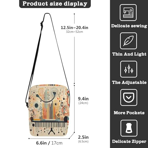 messenger bag crossbody bag Shoulder Handbags Adjustable Strap for work work - Piano Orange Boho Style3