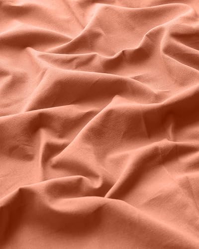 Image of THE LINEN COMPANY Solid Curtains 9 Feet Long, Duck Canvas Cotton Door Curtains, 9ft Set of 2, Peach