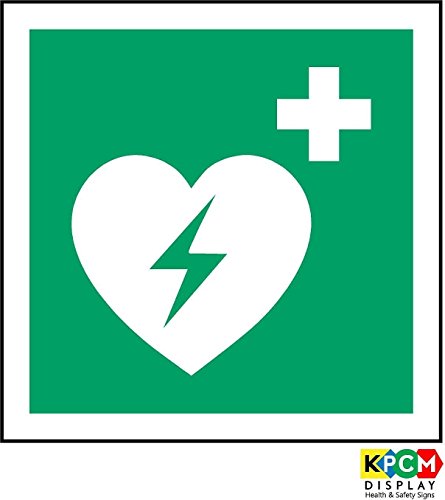 Preisvergleich Produktbild ISO Hinweisschild International Automatiesierter Externer Defibrillator Herz Symbol Sticker Selbstklebend 100 mm x 100 mm