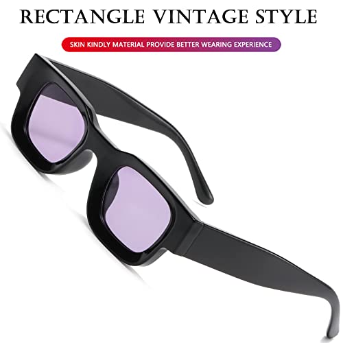 Image of AIEYEZO Modern Thick Rectangle Sunglasses for Women Men 90s Retro Chunky Square Polarized Sun Glasses UV400 Protection