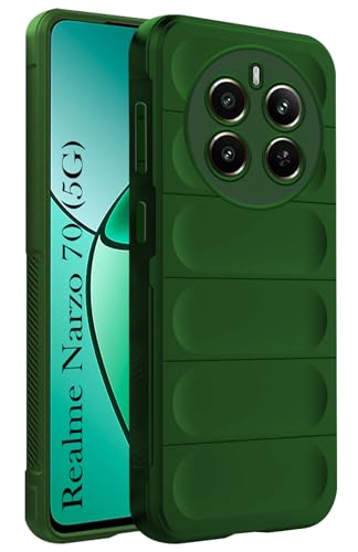 Jkobi Back Cover Case for Realme Narzo 70 5G (Matte Liquid Silicone | Micro-Fiber Cloth Inside | Camera Protection | Shockproof | Green)