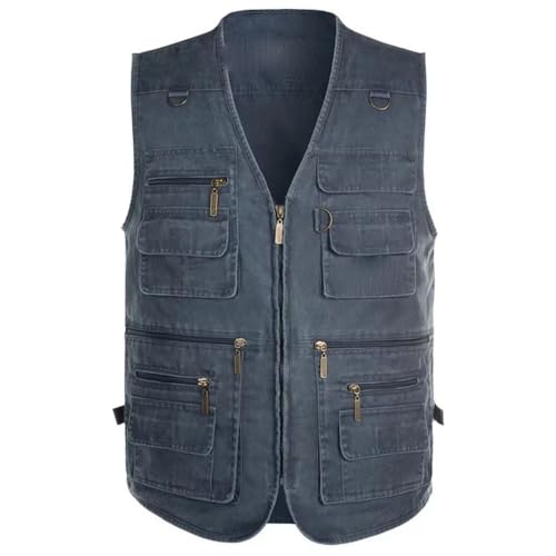 Chaleco multibolsillos de algodón para hombre, ropa de verano sin mangas informal 5
