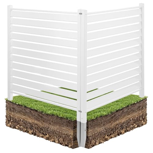 VEVOR Panneau Brise Vue Extérieur 122x122 cm Clôture de Jardin à Persiennes Kit 2 Panneaux de Confidentialité avec Piquets Métalliques, Accessoires pour Sols...