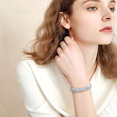 Jinao BRA17080003-RG-7 2 Rows Aaa Cubic Zirconia Iced Out Tennis Bling Lab Simulated Diamond Bracelet  thumb #5