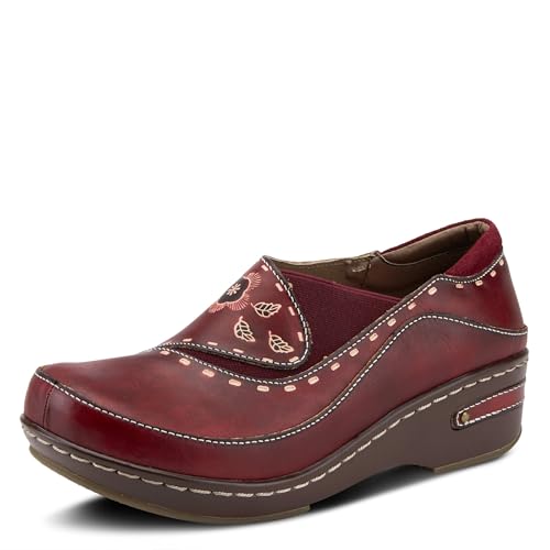 Image of Spring Step L'artiste Burbank Leather Clogs for Women | Designer Hand-Painted Slip-On Shoes | Ladies Casual Platform Clog