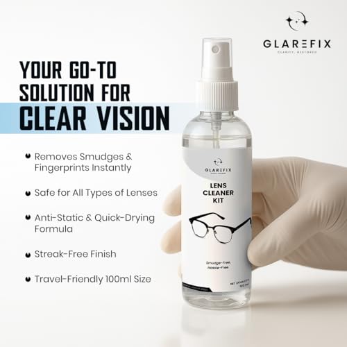 Image of Lens Cleaner Kit - 100ml Streak-Free Spray + Microfiber Cloth | Smudge-Free & Anti-Static Formula | Safe for Eyeglasses, Sunglasses, Camera Lenses & Phone Screens