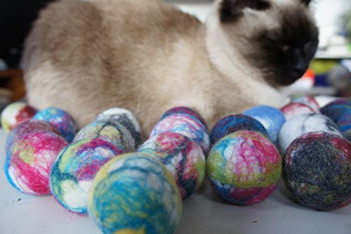 kivikis Cat and Dog Interactive Toy. Wool Ball. Handmade. Natural Sheep Wool. Soft and Light. Also Have More Other uses. 10 Pieces.