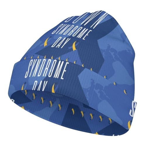 World Down Syndrome Awareness Day Kids Beanie Hat for for Girls Boys Children Cap Winter Knitted Chemo Cancer Headwear Accessories Gifts Decoration Black