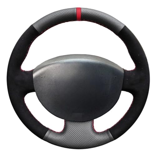 for Renault Megane 2 2003-2008 Scenic 2 2003-2009 Kangoo 2008, Leather Black Suede Car Steering Wheel Covers