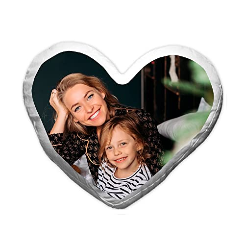 Deliex delicias de Extremadura. Cojín Personalizado con Foto y/o Texto. Regalos con Foto. Varios tamaños. Relleno Incluido. Regalos Originales para Hombres y Mujeres. (Corazon_33_x_33)