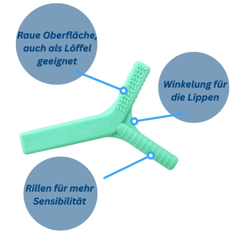 ARK's Y-Chew® Outil de mastication sensoriel pour encourager la motricité de la mâchoire et la formation sonore, disponible en 3 niveaux de dureté (doux, rouge)