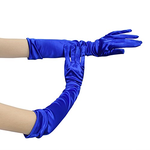 Preisvergleich Produktbild FakeFace Opernlänge Fingerspitzen Handschuh Elastischer Satin Brauthandschuhe Party Abendhandschuhe handschuhe Winter Frühling Sommer Blau