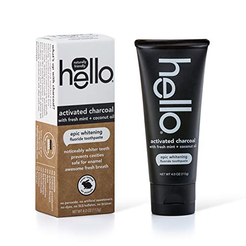 Hello Oral Care Activated Charcoal Fluoride Whitening Toothpaste, Vegan & Sls Free, 4 Ounce (Pack Of 1) #TOP1