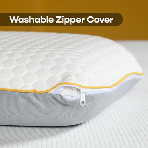 Image of SleepyCat Marshmallow Pillow - Medium Soft with Bamboo Fabric Zipper Cover, Pefect for All Sleepers, White Soft Pillow, 1 Piece (Standard Size, 25x16 inches)