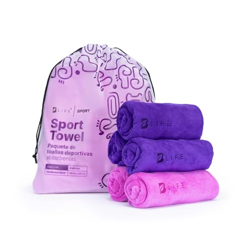 La mejor selección de Toallas de Microfibra Walmart los 10 mejores. 43 B Life | Toalla Deportiva Absorbente | Kit 5 Toallas Rosa/Morado | Secado Rápido | Compacta y fácil de Transportar.