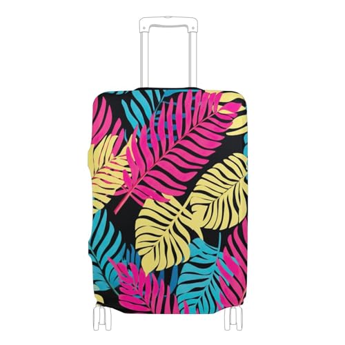 Joisal Tropical Leaves Pink Suitcase Covers Luggage Protector Custom Elastic Vacation Essentials Suitcase Sleeve Print, XL, Fits 29-32 Inch Case