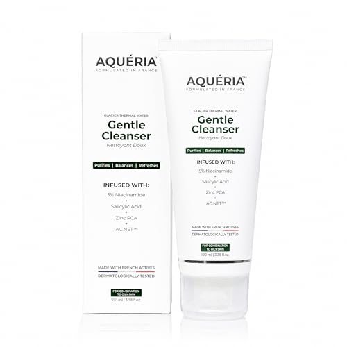 Image of Aqueria Oil Control French Face Wash with 5% Niacinamide | Deep Cleansing, Non-Drying, Non-Stripping Cleanser for Oily, combination & Acne Prone Skin | BHA, Zinc PCA & Multi Actives | Gentle, Non-Irritating, pH Balanced | Fades Acne & Marks, Reduces Blackheads & Excess Oil | Dermatologist Validated, Fragrance Free, Gentle Foaming Formula |100ml