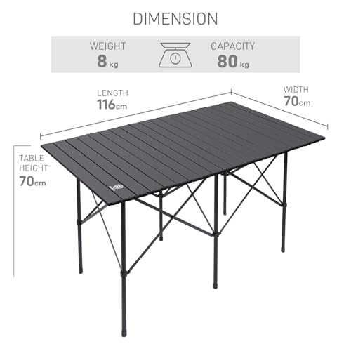 EVER ADVANCED Folding Camping Table 4 ft with Aluminium Roll Up Table Top, Outdoor Garden Table Heay Duty with Carry Bag, Portable for 4-6 Person Picnic, Dinning, Party and BBQ Black - Image 3