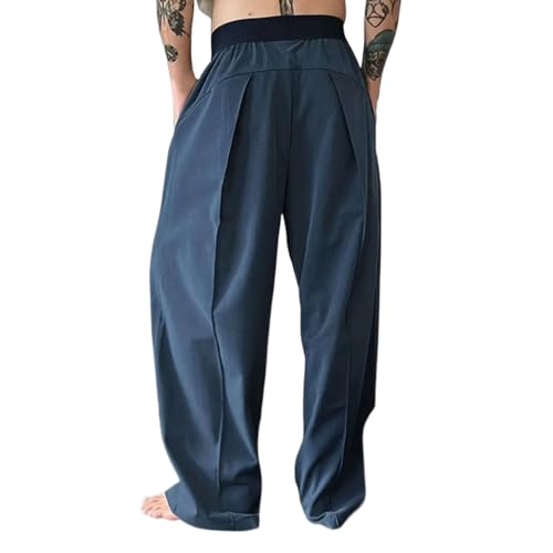 Mens Elegant Pants for Man Color Block Loose Fit Straight Leg Basic Long Leg Summer Fall 20253