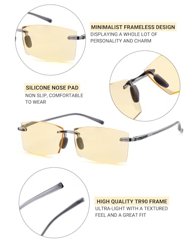 Image of TERAISE Rimless Reading Glasses Comfortable Lightweight Frameless Reader Men Women Blue Light Blocking Computer Eyeglasses