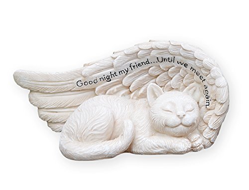 Napco Small Sleeping Cat in Angel's Wing Garden Statue