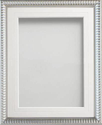 Frame Company Grantham Silver 16x12 Frame With White V-Groove Mount For Image 12x8inch *Choice of Sizes* Fitted with Real Glass — image 1