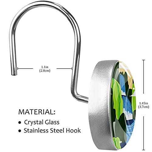 Crochets rideau de douche inox lot de 12 décor cascade verte